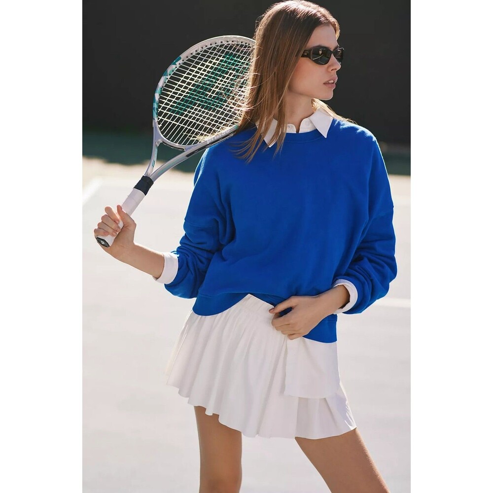 NWOT Anthropologie Skort White Daily Practice Pleated Stretch Lined Mini Skirt L